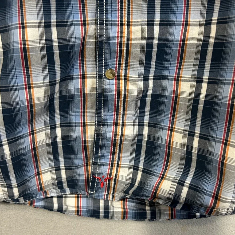 Wrangler‎ 20X Mens Large Western Snap Shirt Blue Plaid Cowboy Rodeo Pearl
